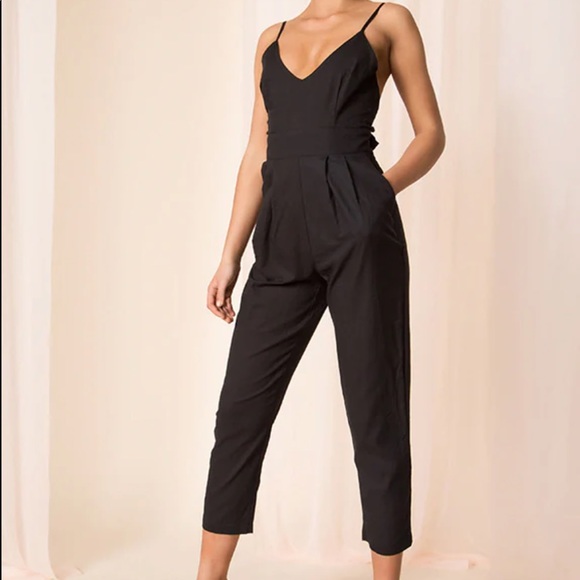superdown Pants - Black Linen Jumpsuit